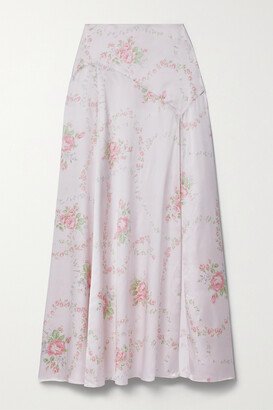 Ziggy Floral-print Silk-charmeuse Maxi Skirt - Pink