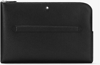 Black Sartorial Logo-embellished Leather Laptop Case