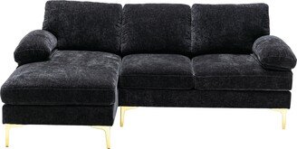 TOSWIN Tufted European Accent Sectional Sofa with Pillow Top Arms - Assembly Required-AB