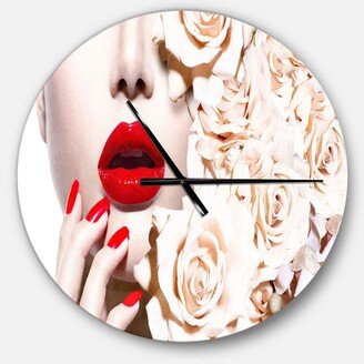 Designart 'Woman's Fashion and Floral Design' Shabby Chic Wall Clock