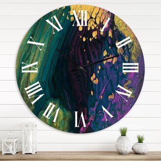 Designart 'Marble Landscape in White Blue and Gold I' Modern wall clock