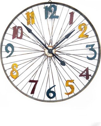 Modern Metal Wall Clock with Coloured Number