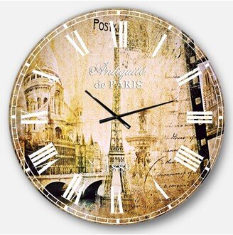 Designart Vintage Oversized Round Metal Wall Clock - 36 x 36