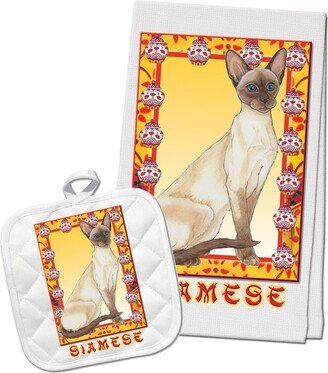 Siamese Cat Kitchen Dish Towel & Pot Holder Gift Set