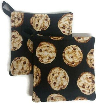 Chocolate Chip Cookies Potholder Or Hot Pad Set With Hanging Loop