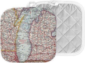 Lake Michigan Map Hot Pad - Pot Holder Kitchen Airbnb Wedding Gift