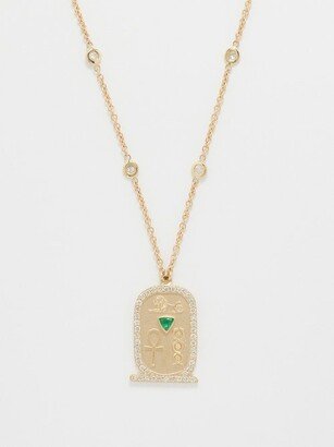 Cartouche Emerald, Diamond & 14kt Gold Charm