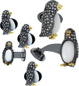 Penguin Ruthenium-Plated Gold Vermeil & Multi-Stone 6-Piece Cufflinks & Tuxedo Stud Set