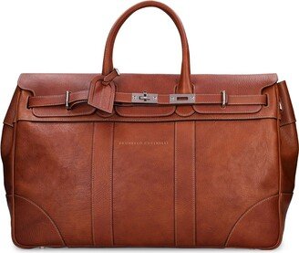 Leather logo travel bag