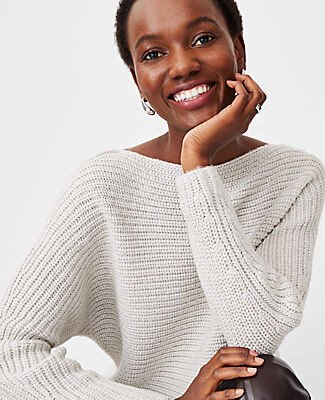 Shimmer Ribbed Boatneck Sweater