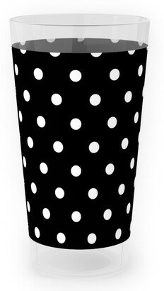 Outdoor Pint Glasses: Dotty - White On Black Outdoor Pint Glass, Black