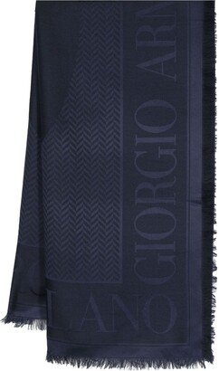 Logo-Print Chevron-Knit Scarf