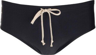 X Champion Logo Embroidered Drawstring Swim Briefs