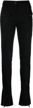 Faux-Pockets Frayed Skinny Trousers