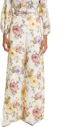 Floral Wide Leg Linen Pants