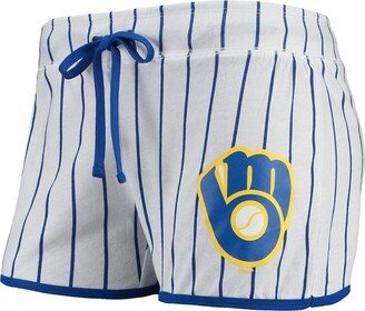 Women's Concepts Sport White and Royal Milwaukee Brewers Vigor Sleep Shorts - White, Royal