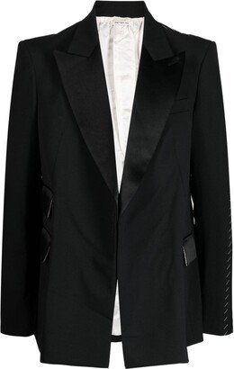 Satin-Trim Patch Blazer