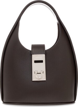 Leather Hobo Handbag - Brown