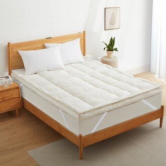 Peace Nest Premium White Goose Feather Bed Mattress Topper with 100% Organic Cotton Cover