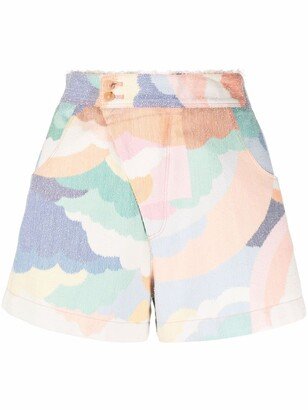 Graphic-Print High-Waisted Shorts