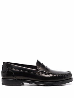 Exposed Stitch Leather Loafers