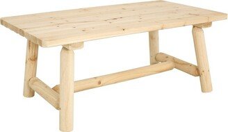 Sunnydaze Decor Sunnydaze Indoor/Outdoor Unfinished Natural Fir Wood Rustic Cabin Style Wooden Coffee Table - 41