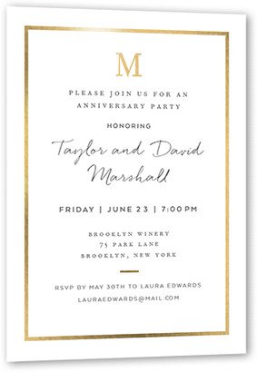 Wedding Anniversary Invitations: Classical Preparation Wedding Anniversary Invitation, Gold Foil, White, 5X7, Matte, Personalized Foil Cardstock,