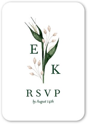 Rsvp Cards: Tropical Flora Wedding Response Card, White, Signature Smooth Cardstock, Rounded