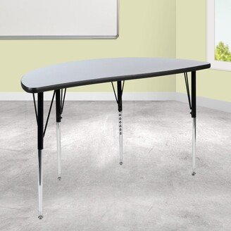 Lancaster Home 47.5 Half Circle Wave Collaborative Grey Adjustable Height Activity Table