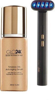 Glo24k 6-In-1 Beauty Therapy Wand Led Facial Device & 24K Anti-Aging Serum