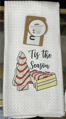 Tis The Season Christmas Tea Towel - Decor Cute Gift Stocking Stuffer Tree Cake