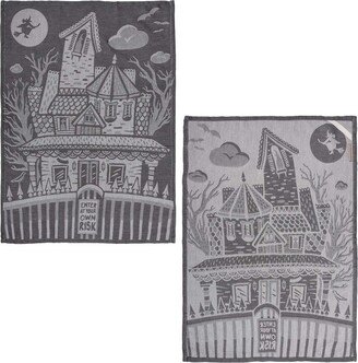 Decorative Towel Haunted House Set/2 Kitchen - Set Of Two Kitchen Towels 28 Inches - Halloween - 108127 - Cotton - Gray