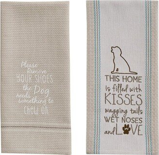 Park Designs Please Remove Your Shoes and Filled with Kisses Embroidered Dishtowel Bundle of 2