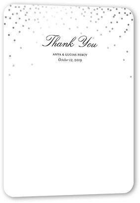 Wedding Thank You Cards: Diamond Sky Thank You Card, Silver Foil, Black, 5X7, Signature Smooth Cardstock, Rounded