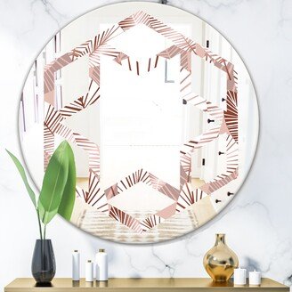 Designart 'Golden Tropical Pattern IV' Printed Modern Round or Oval Wall Mirror - Hexagon Star