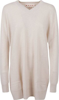 V-Neck Long-Sleeved Knit Jumper