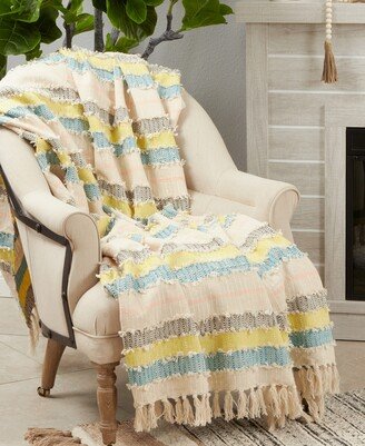 Saro Lifestyle Fringe Stripe Throw, 50