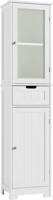 Sugift 11.8 in. W x 15.7 in. D x 67 in. H White Freestanding Bathroom Storage Linen Cabinet with Adjustable Shelves