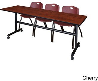 Regency Seating Kobe 84-inch Flip-top Mobile Training Table & 3 'M' Burgandy Stackable Chairs