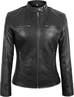 SPAZEUP Womens Leather Motorcycle Jacket - Leather Riding Jacket - Womens Leather Jacket Motorcycle