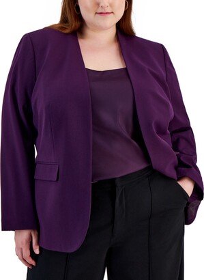 Plus Size Bi-Stretch Open-Front Long-Sleeve Jacket, Created for Macy's