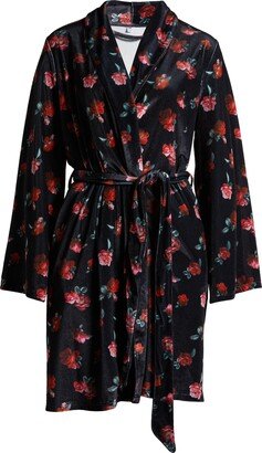 Floral Short Velvet Robe