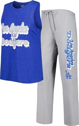 Women's Concepts Sport Gray and Royal Los Angeles Dodgers Wordmark Meter Muscle Tank Top and Pants Sleep Set - Gray, Royal