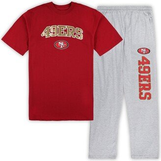 Men's Concepts Sport Scarlet, Heather Gray San Francisco 49ers Big and Tall T-shirt and Pajama Pants Sleep Set - Scarlet, Heather Gray