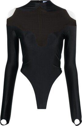 Illusion-Neckline Panelled Bodysuit