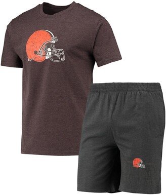 Men's Concepts Sport Charcoal, Brown Cleveland Browns Meter T-shirt and Shorts Sleep Set - Charcoal, Brown