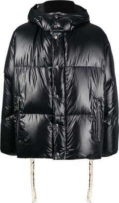 Logo-Tape Detail Hooded Padded Jacket