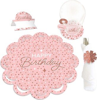 Big Dot Of Happiness Pink Rose Gold Birthday Party Paper Charger Chargerific Kit Setting for 8