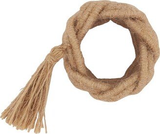 Saro Lifestyle Rustic Braided Tassel Napkin Ring (Set of 4), Beige