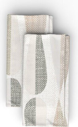 Cloth Napkins: Mid Century Modern Scale - Neutral Cloth Napkin, Longleaf Sateen Grand, Beige